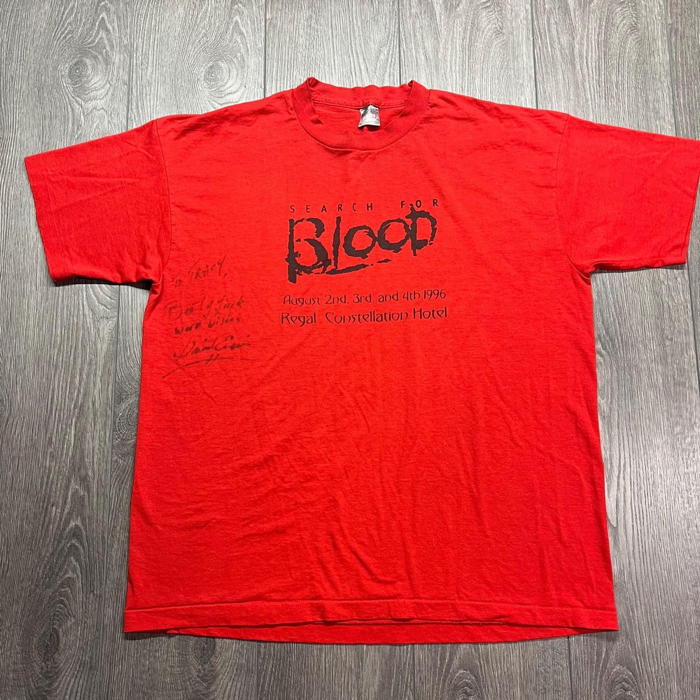 Vintage Blood 1996 Red T Shirt XL Extra Large Single Stitch Graphic Rare